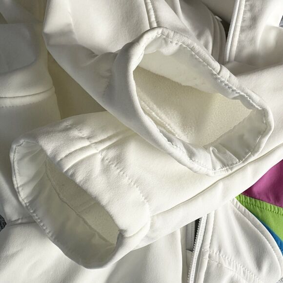 Spyder M White Colorblock Soft Shell Ski Snowboard Jacket Faux Fur Lined Hood - Picture 12 of 12